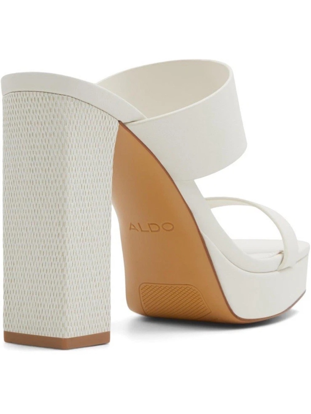 Aldo Ivory Double-Strap Platform Block Heel Sandals NEW $80 - Picture 7 of 8